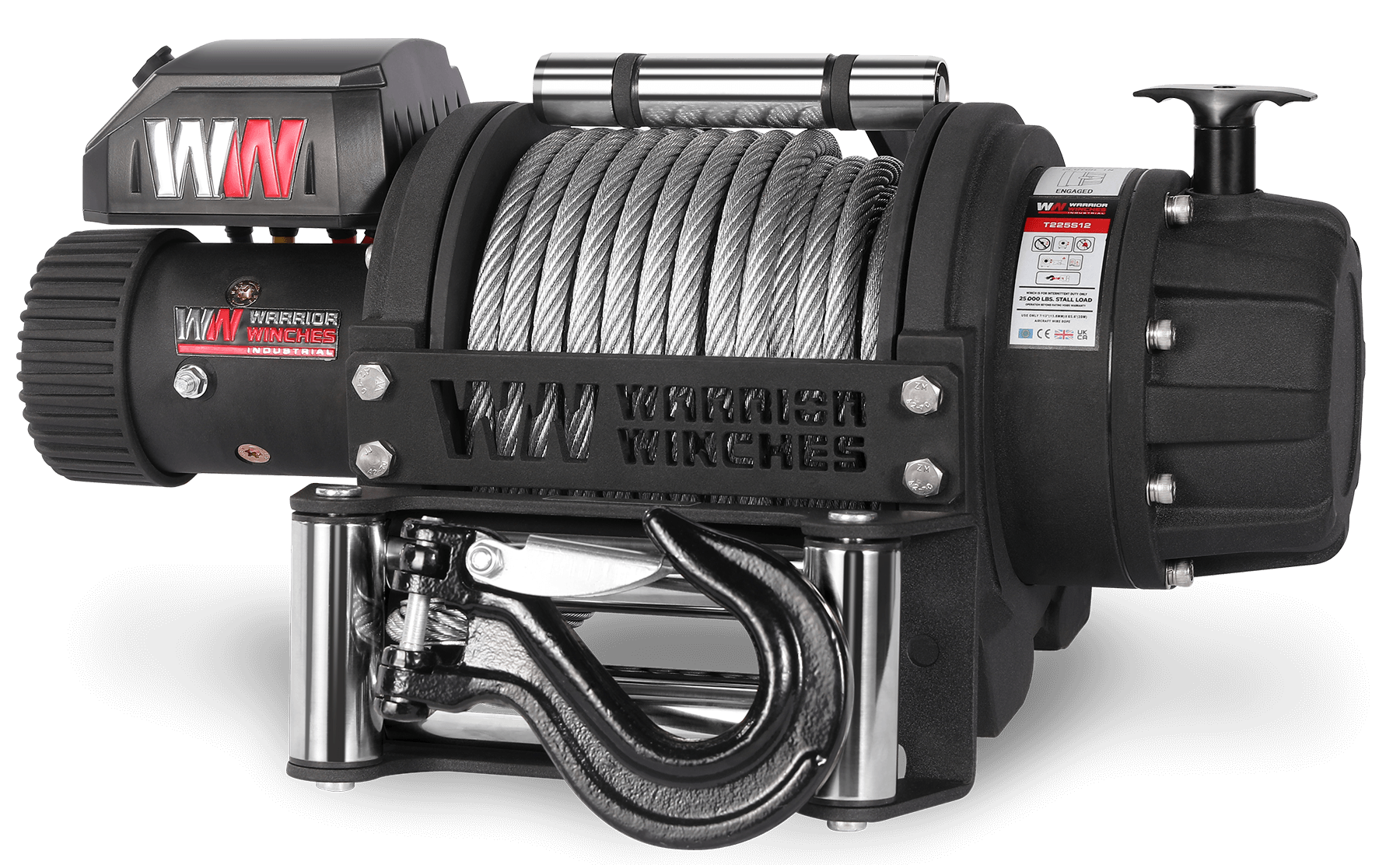 T1000 25,000lb Severe Duty 12v Electric Winch - Steel Rope