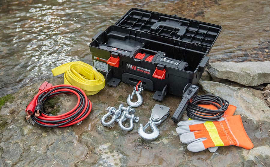 Trojan 4,000lb 12v Portable Utility Winch - Synthetic Rope
